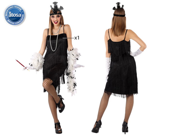 Disfraz Charleston Años 20 Mujer Negro Talla M-L Adulto Disfraz Charleston Años 20 Mujer Negro Talla M-L Adulto