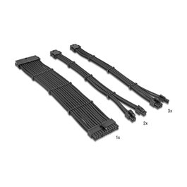DeLOCK Juego de 6 cables de alimentación internos con revestimiento negro 84541