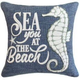DKD Home Decor Cojín Bordado Azul y Blanco 45x15x45 cm (Pack de 2)