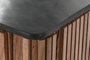 DKD Home Decor Mueble TV Moderno Listones Marmol Negro Marron Natural Acacia Marmol 4 Puertas 145 x 60 x 45 cm