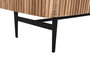 DKD Home Decor Mueble TV Moderno Listones Marmol Negro Marron Natural Acacia Marmol 4 Puertas 145 x 60 x 45 cm