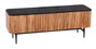 DKD Home Decor Mueble TV Moderno Listones Marmol Negro Marron Natural Acacia Marmol 4 Puertas 145 x 60 x 45 cm
