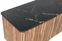 DKD Home Decor Mueble TV Moderno Listones Marmol Negro Marron Natural Acacia Marmol 4 Puertas 145 x 60 x 45 cm