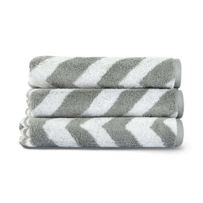 Mijölnir Chevron Yarn Dyed Toalla de Aseo - Blanco, Gris | 100% Algodón Suave y Absorbente, 500 gr/m², 33x33cm