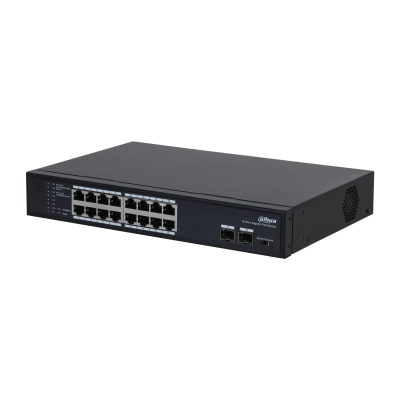 Dahua (DH-PFS3218-16GT-135) Switch L2 PoE 16 Puertos Gigabit Ethernet + 2 Puertos SFP 135W Dahua (DH-PFS3218-16GT-135) Switch L2 PoE 16 Puertos Gigabit Ethernet + 2 Puertos SFP 135W