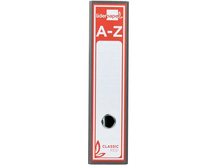 Liderpapel Archivador de Palanca A4 Classic Red Cartón Entrecolado Gris 80mm Compresor Metálico
