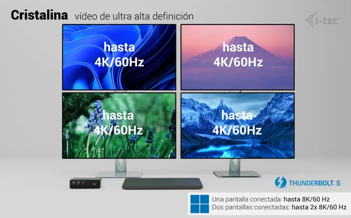 I-tec thunderbolt5 quattro display docking station, 5x usb, 2.5 glan + power delivery 140w I-tec thunderbolt5 quattro display docking station, 5x usb, 2.5 glan + power delivery 140w