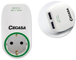 Enchufe Adaptador Cegasa Schuko + 2 Usb