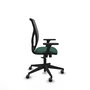 Silla de oficina Motilla con mecanismo Sincro tapizada con Tela color Verde botella y malla color Gris. Equipada con lumbar 1D, Brazos 3D y Ruedas 65 mm parqué