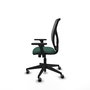 Silla de oficina Motilla con mecanismo Sincro tapizada con Tela color Verde botella y malla color Gris. Equipada con lumbar 1D, Brazos 3D y Ruedas 65 mm parqué