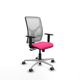 PIQUERAS Y CRESPO Silla de oficina Motilla Rosa y Blanco con mecanismo Sincro