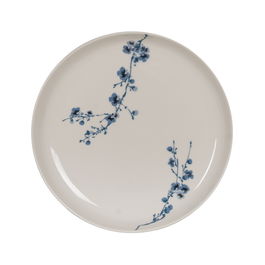 Plato Postre Oriental Blanco-Azul 19 X 19 X 2,50 cm
