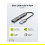 Goobay 74456 Hub USB Slim 4 Puertos (3 USB 2.0 + 1 USB 3.2 Gen 1), 5 Gbit/s, Aluminio Gris Claro, 0.1 m Cable