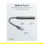 Goobay 74456 Hub USB Slim 4 Puertos (3 USB 2.0 + 1 USB 3.2 Gen 1), 5 Gbit/s, Aluminio Gris Claro, 0.1 m Cable