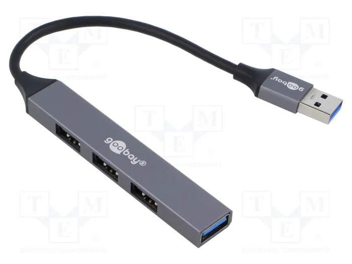 Goobay Slim 4-Port USB-Hub 74456 Gris claro Goobay Slim 4-Port USB-Hub 74456 Gris claro