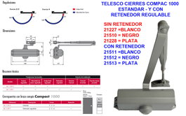 Telescó Cierres Compac 1000 Retenedor Regulable Blanco AS1159TBL