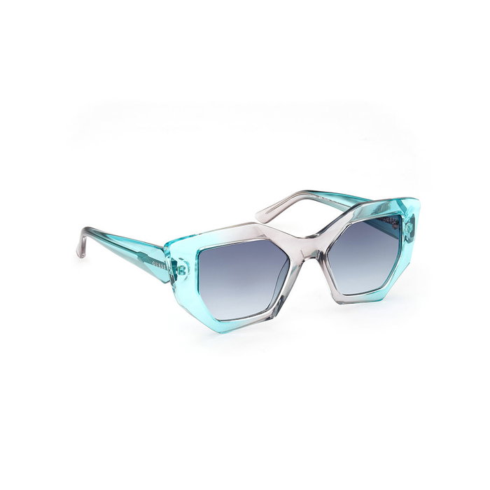 GUESS GU7897 Gafas de Sol Mujer - Montura Turquesa, Cristal Azul Degradado, Forma Geométrica 50 mm, Patilla 140 mm