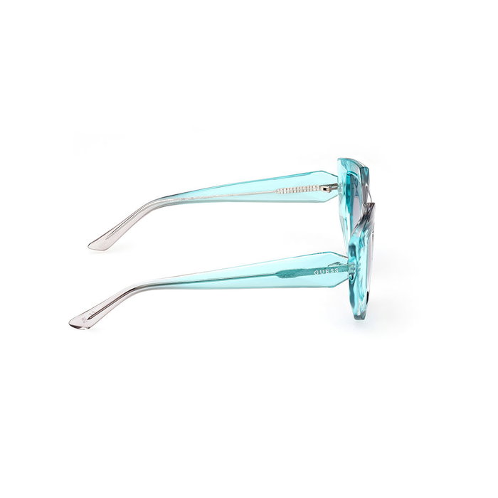 GUESS GU7897 Gafas de Sol Mujer - Montura Turquesa, Cristal Azul Degradado, Forma Geométrica 50 mm, Patilla 140 mm