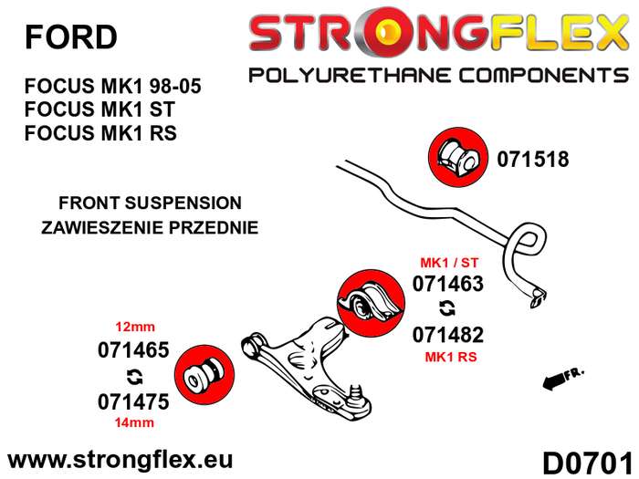 StrongFlex STF071475A Silentblock Wishbone Delantero 14 mm Sport