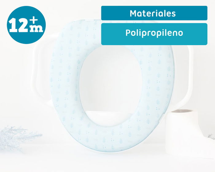 KioKids Petits Moments Reductor WC Azul con Asas y Protector Antisalpicaduras para Niños +12 Meses