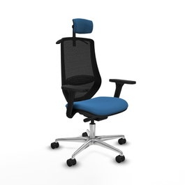 PIQUERAS Y CRESPO Silla de oficina Mardos con mecanismo Sincro/Traslack, Azul claro y Negro