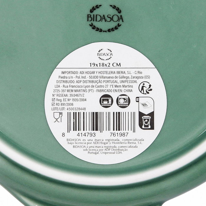 Bidasoa Plato Porcelana Aura Stela Verde 19x18x2 cm (36 Unidades) inevitable