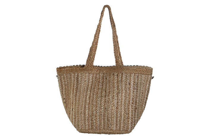 DKD Home Decor Bolso Mediterraneo Crema Marron 23 x 33 x 50 cm Coleccion Moda Yute (2 Unidades)