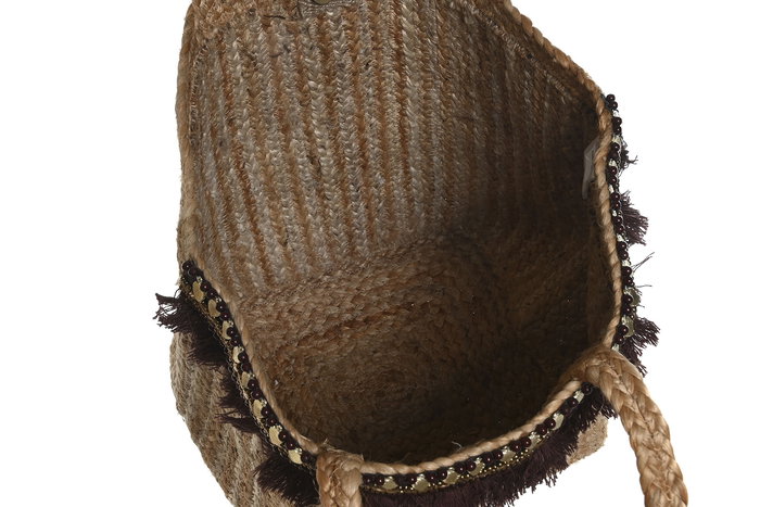 DKD Home Decor Bolso Mediterraneo Crema Marron 23 x 33 x 50 cm Coleccion Moda Yute (2 Unidades)