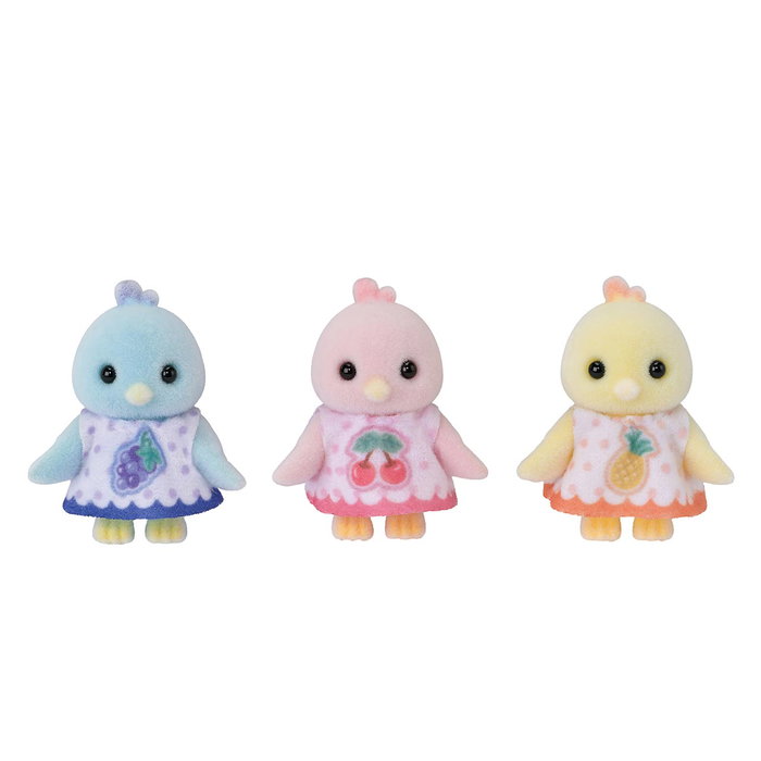 Sylvanian Families Familia Pájaro Cítrico 5860 - Set con 4 Figuras, Mamá y 3 Bebés, Árbol de Naranjas, Carro y Accesorios