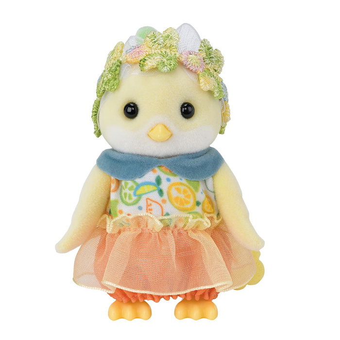 Sylvanian Families Familia Pájaro Cítrico 5860 - Set con 4 Figuras, Mamá y 3 Bebés, Árbol de Naranjas, Carro y Accesorios