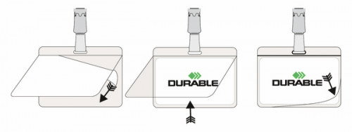 Durable 8102-19 Caja 25 Identificadores Pinza Plástico PVC Transparente Duradero Orientación Apaisado Ancho Interno 90mm