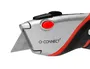 Q-connect XD-8300 Cúter Metálico de Aleación de Aluminio Ancho, Cuchilla 19 mm, Mango Caucho, Incluye 2 Cuchillas Repuesto, Blíster 1 Unidad