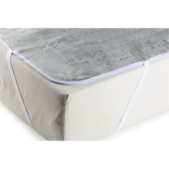Calentador de cama eléctrico DOMO para 2 personas - 6 niveles de calor - Promueve la relajación - Polar de franela - 160x140 cm - Gris