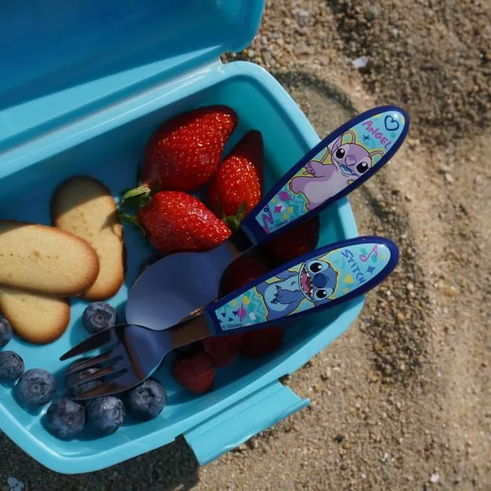 Thermobaby AAAPI35725 Juego de 2 cubiertos Lilo & Stitch Tenedor + Cuchara Acero inoxidable