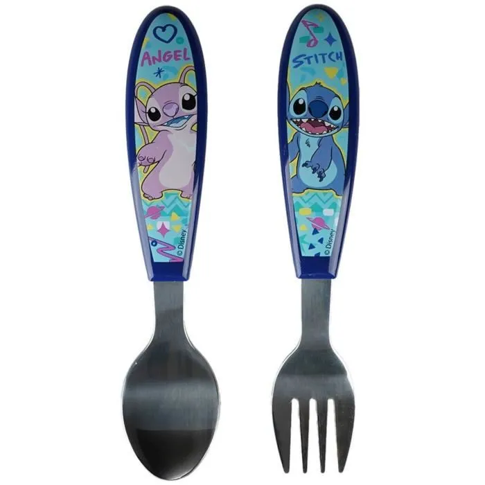 Thermobaby AAAPI35725 Juego de 2 cubiertos Lilo & Stitch Tenedor + Cuchara Acero inoxidable