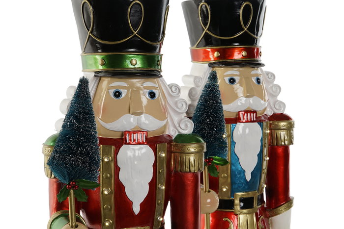 DKD Home Decor Figura Navidad Tradicional Cascanueces Resina LED Multicolor 20 x 70 x 23 cm (2 Unidades)