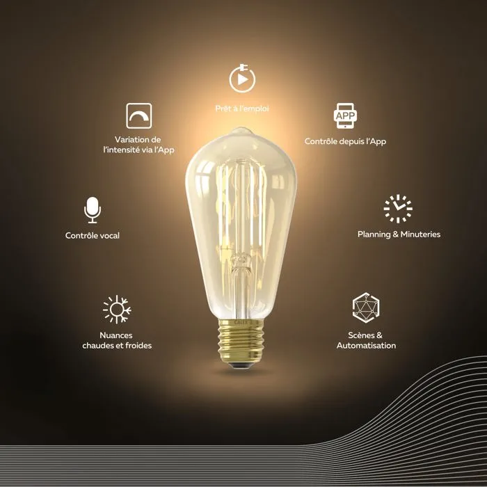 Calex Edison ST64 Bombilla de filamento LED Ámbar E27