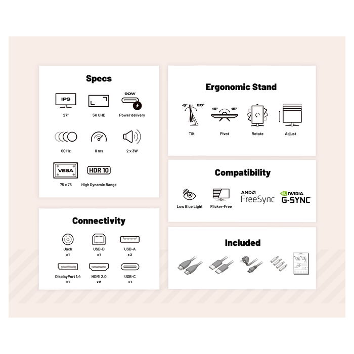 JAPANNEXT Monitor 27" 5K Ultra HD IPS 5120 x 2880 HDR 100% DCI-P3 AMD FreeSync 60 Hz JN-IPS275K-HSPC9 JAPANNEXT Monitor 27" 5K Ultra HD IPS 5120 x 2880 HDR 100% DCI-P3 AMD FreeSync 60 Hz JN-IPS275K-HSPC9