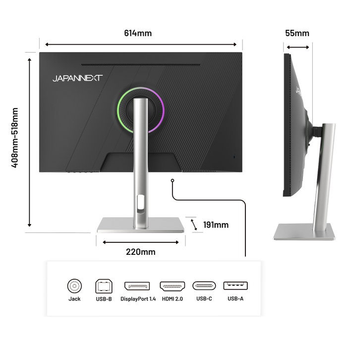 JAPANNEXT JN-IPS275K-HSPC9 Monitor 5K de 27 pulgadas IPS Mate Black/Silver