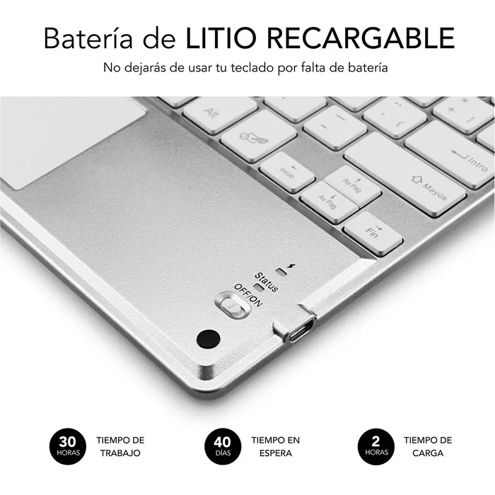 Subblim Teclado Smart Backlit con TouchPad Plata SMBT50