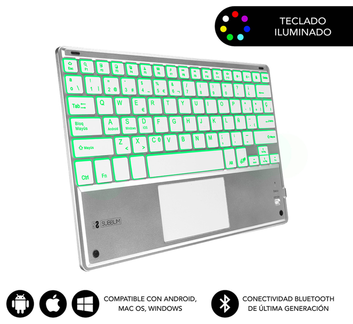 Subblim Teclado Smart Backlit con Touchpad Silver Subblim Teclado Smart Backlit con Touchpad Silver