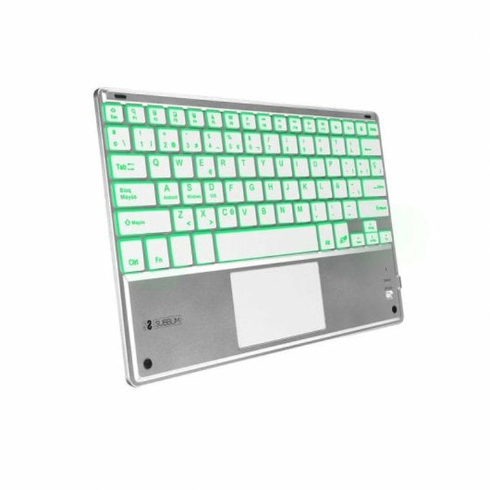 Subblim Teclado Inalámbrico SMBT50 con Touchpad y Retroiluminación Plata
