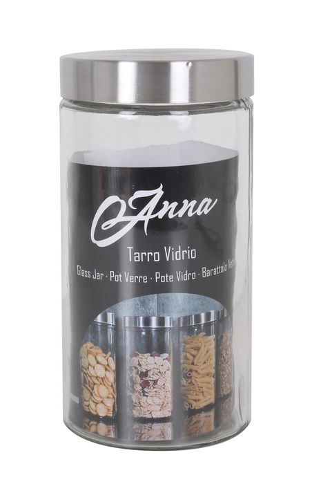 Anna Tarro Vidrio Tapa Acero 1.70 Lt. 11x11x22 cm (12 Unidades)
