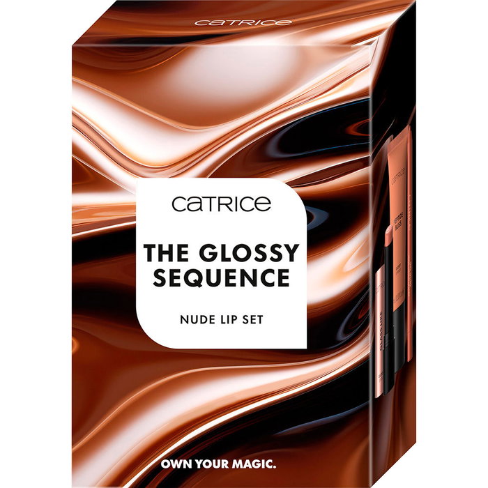 Catrice SHEGLAM Crystal Glaze Moisturizing Lip Care Set de Bálsamo, Delineador y Brillo Labial, 3 Piezas #040-Toffee Touched, #040-Latte Lines, #010-Bare Ambition