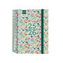 Finocam Agenda Escolar 2025-2026 Secundaria 1 Día Página 120x164mm con Goma Elástica Estampado Floral Referencia 634264926