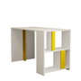 Hanah Home Lima Mesa de Estudio Blanca y Amarilla, Estilo Bohemio, Escritorio con Estanterías, 120x60x75.4 cm