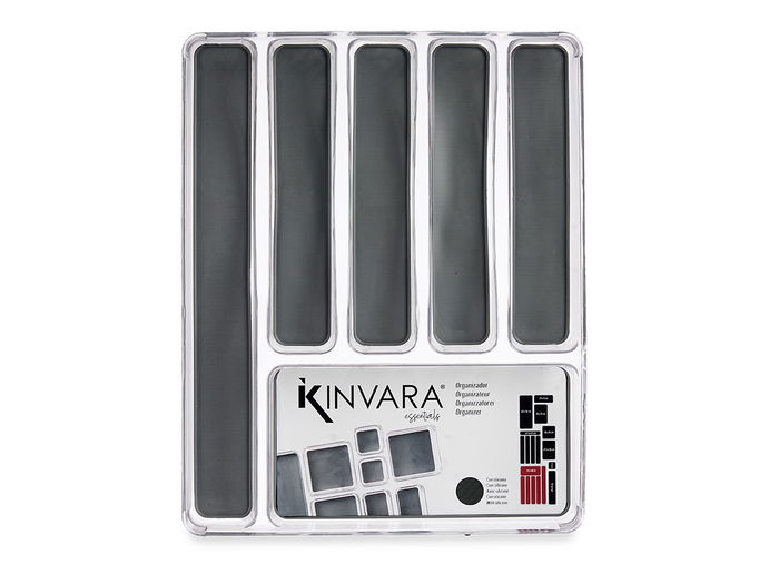 Kinvara Organizador C Antideslizante Gris/Transparente 32 cm con 6 Compartimentos de Plástico PET Reciclado y TPR (Set de 12) Kinvara Organizador C Antideslizante Gris/Transparente 32 cm con 6 Compartimentos de Plástico PET Reciclado y TPR (Set de 12)