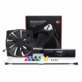 NOCTUA NF-A20PWMCH.BK.S Ventilador de Caja 200mm PWM Chromax.Black.Swap con Almohadillas Antivibración Intercambiables en Negro