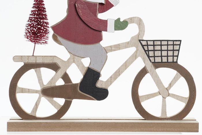 DKD Home Decor Figura Navidad Tradicional Papanoel Bicicleta Rojo Verde Blanco MDF 4.5 x 25 x 24 cm (12 Unidades)