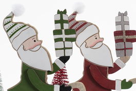 DKD Home Decor Figura Navidad Tradicional Papanoel Bicicleta Rojo Verde Blanco MDF 4.5 x 25 x 24 cm (12 Unidades)